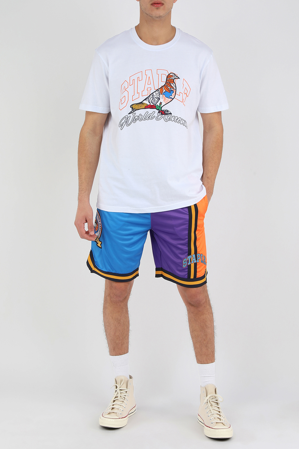 מכנסי כדורסל כחולים עם לוגו רקום